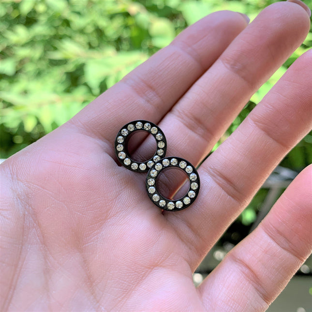 00G Clear Gem Black Anodized Screw Fit Tunnel Plug Set