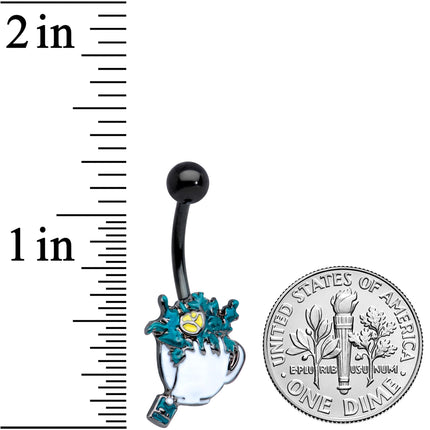 Black Creepy Halloween Tea Belly Ring