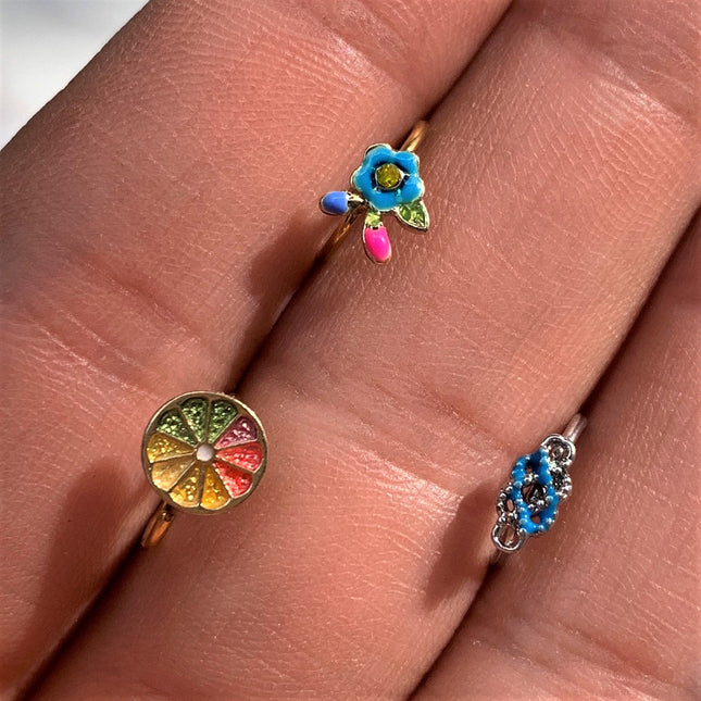 20G 5/16 Yellow Gem Gold Tone Neon Flower Nose Hoop