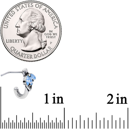 20G 5/16 Blue Faux Opal L Shaped Faux Hoop Nose Ring