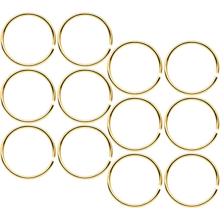 22G 5/16 Gold Tone Anodized Seamless Circular Ring Set of 12