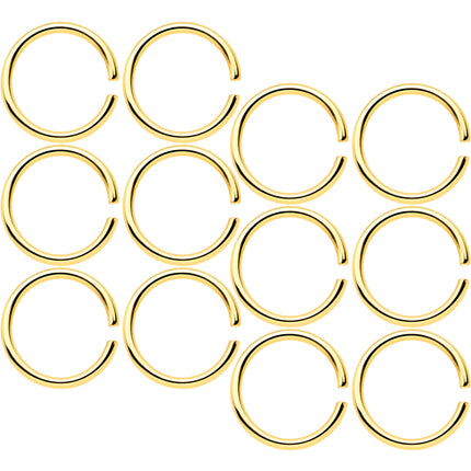 18G 5/16 Gold Tone Anodized Seamless Circular Ring Set of 12