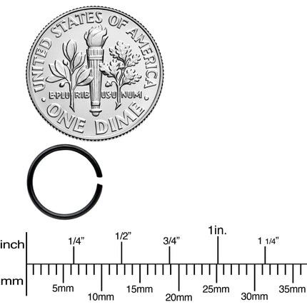 20G 5/16 Black Anodized Seamless Circular Ring Set of 12