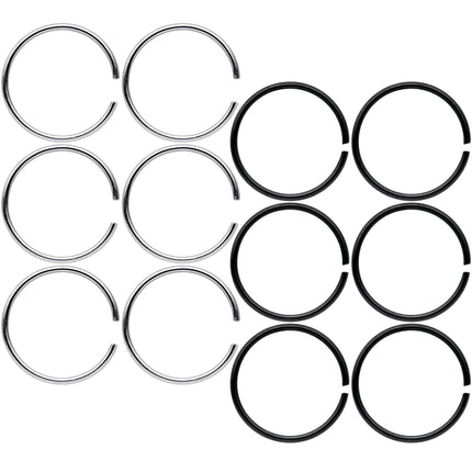 22G 5/16 Steel Black Anodized Seamless Circular Ring Set of 12