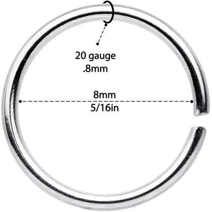 20G 5/16 Steel Black Anodized Seamless Circular Ring Set of 12
