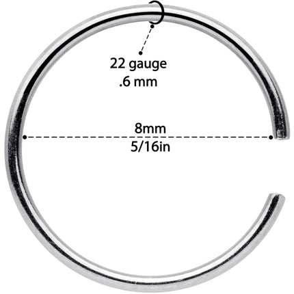 22G 5/16 Steel Rainbow Anodized Seamless Circular Ring Set of 12
