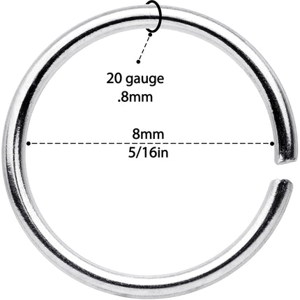 20G 5/16 Steel Rainbow Anodized Seamless Circular Ring Set of 12