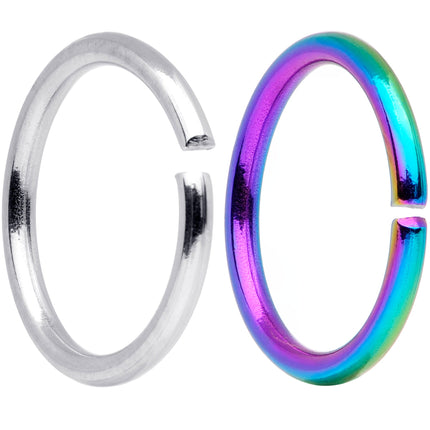 18G 5/16 Steel Rainbow Anodized Seamless Circular Ring Set of 12