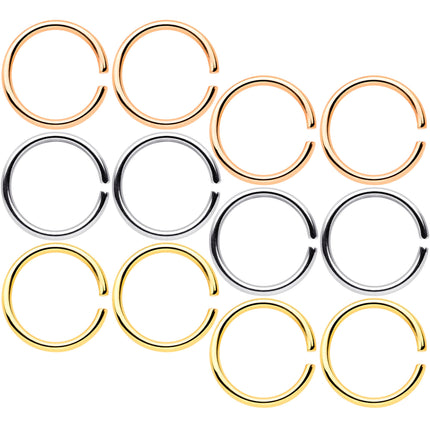 18G 5/16 Gold Tone Rose Gold Tone Anodized Seamless Circular Ring Set of 12