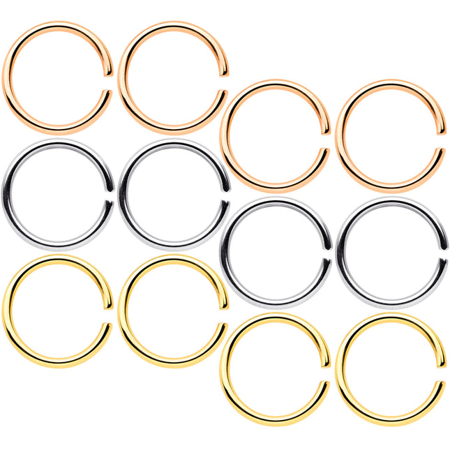 18G 5/16 Gold Tone Rose Gold Tone Anodized Seamless Circular Ring Set of 12