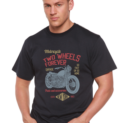 Two Wheels Forever Men's Bamboo Viscose/Organic Cotton Short Sleeve Graphic T-Shirt