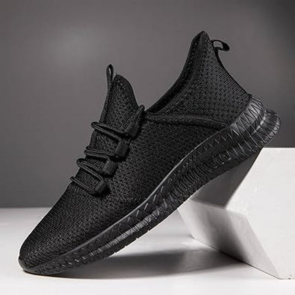 New Qujgs Womens Size 10 Black Breathable Mesh Lace Up Athletic Sneaker Shoes