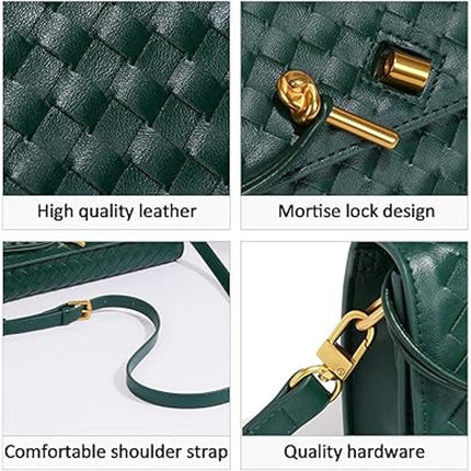 New JYG Black Faux Leather Woven Evening Should Bag Handbag Crossbody Purse