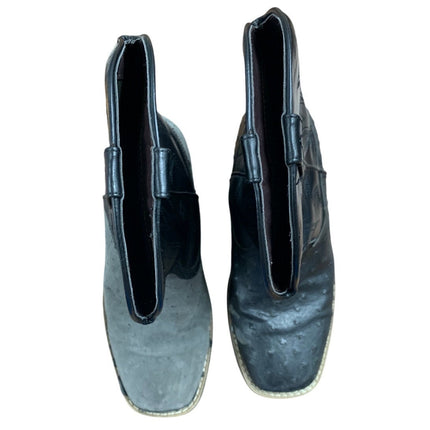 IUV Mens Size 8 Black Western Ostrich Style Embroidered Pull On Cowboy Boots
