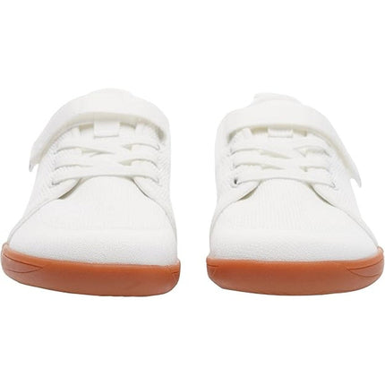 New Whitin Girls 12 White Canvas Hook Loop Wide Toe Box Zero Drop Sneaker Shoes