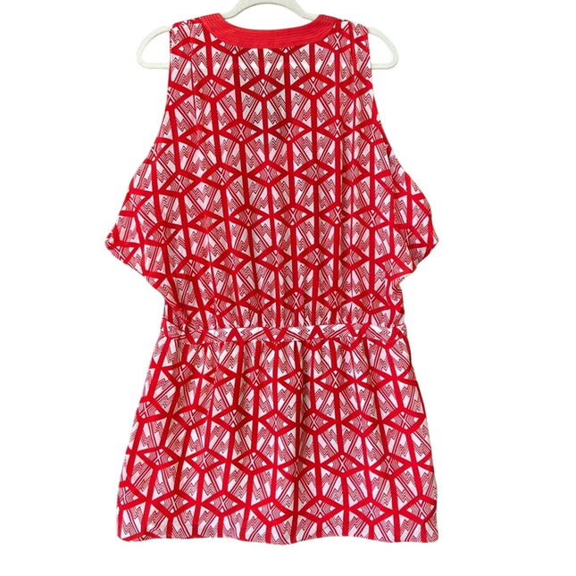 Leifsdottir Womens Size 8 V Neck Sleeveless Adjustable Waist Lined Mini Dress