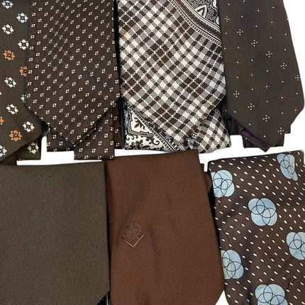 Lot of 10 Brown White Vintage & Modern Career Silk Polyester Necktie Ties