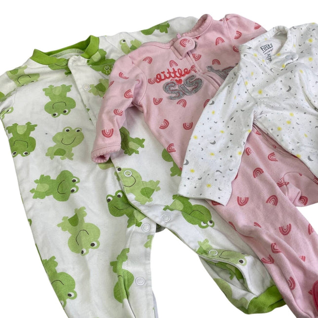 Lot of 6 Carters Baby Girl 3 Months One Piece Sleepers Long Short Sleeve Top Lot
