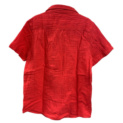 New Cat & Jack Boys XL Red Melon Short Sleeve 100% Cotton Button Up Shirt