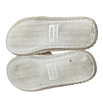 Evshine Womens Size 8/9 Cream Soft Corduroy Bow Slide On Open Toe Slipper Shoes