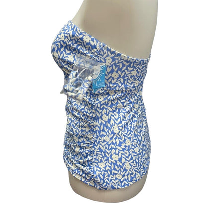 New Draper James Womens Small Detachable Straps Blue Floral Swim Top ONLY