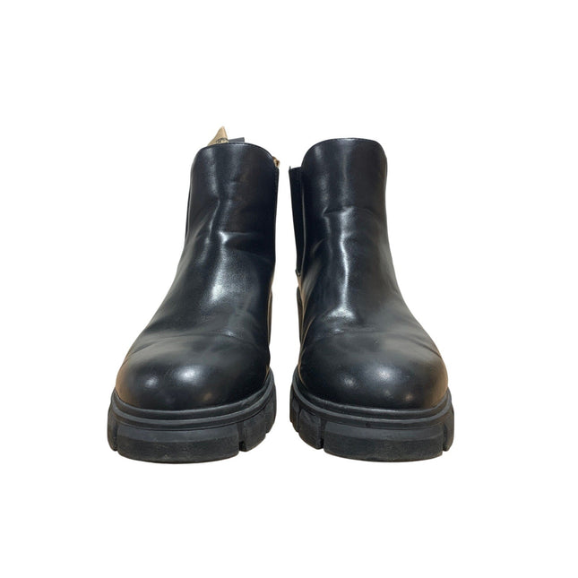 Athlefit Womens Size 9.5 Black 2" Chunky Heel Ankle Boots Slip On Shoes
