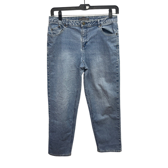 Liz Claiborne Womens Size 12 Straight Leg Stretch Cotton Denim Blue Jeans