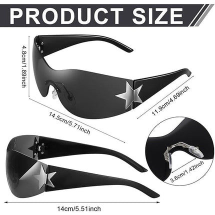 GGSTDDUP 1 Pair Rimless Pink Silver Y2K 2000s Star Frameless Sunglasses