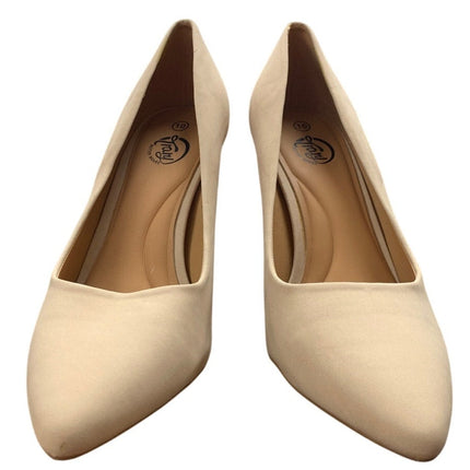 Trary Womens Size 10 Tan Faux Suede 4" Heel Pointy Closed Toe Pumps Shoes