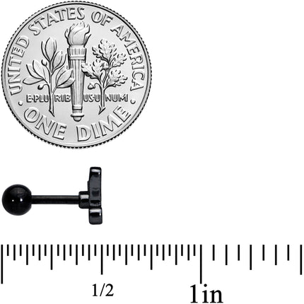 16G 1/4 Black Shark Bite Cartilage Tragus Earring
