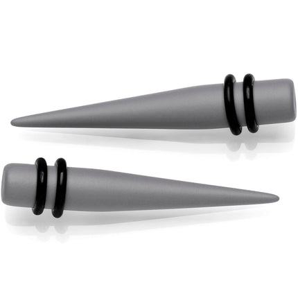 Grey Matte Acrylic Straight Taper Set 2G to 00G