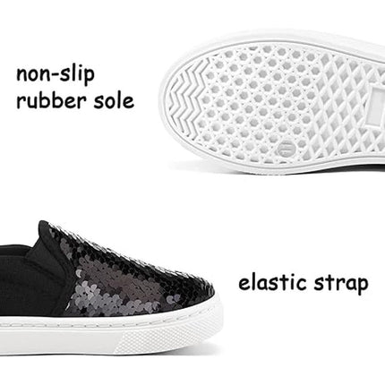 K KomForme Toddler Girls Size 8 Black Slip On Sneaker Sequin Canvas Shoes