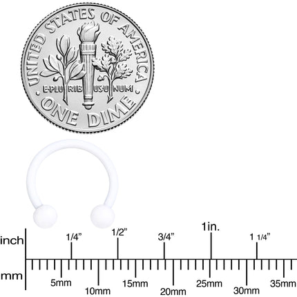16G 3/8 White Matte Horseshoe Circular Barbell