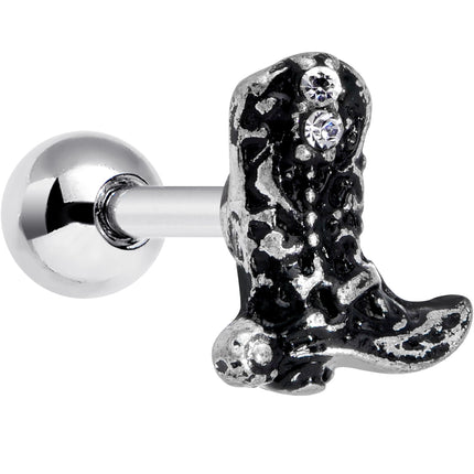16G 1/4 Clear Gem Cowboy Boot Cartilage Tragus Earring
