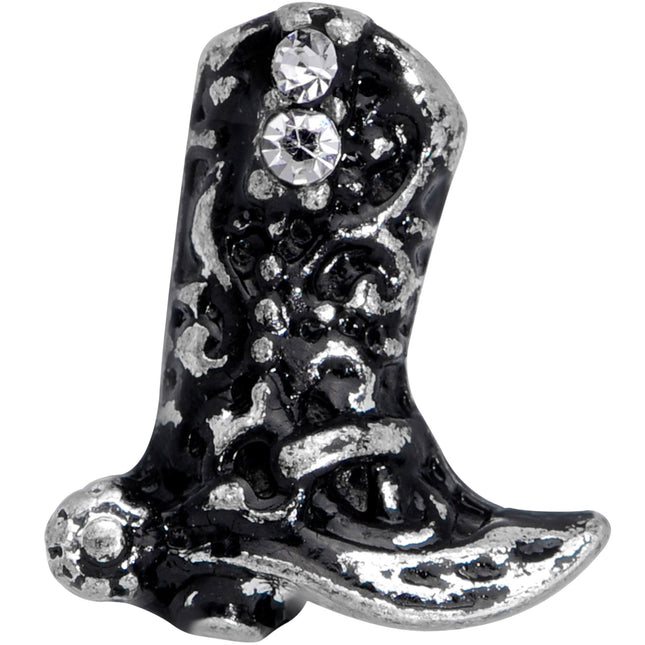 16G 1/4 Clear Gem Cowboy Boot Cartilage Tragus Earring