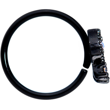 20G 5/16 White Faux Opal Black UFO Nose Hoop