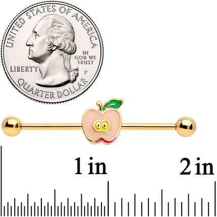 14G Gold Tone Sweet Apple Industrial Barbell 38mm