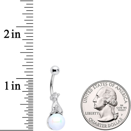 White Pearlescent Orb Little Bear Belly Ring