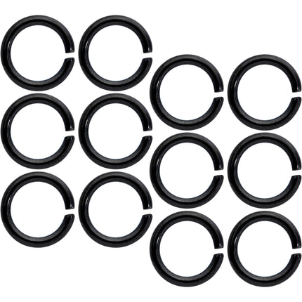 14G 5/16 Black Anodized Seamless Cartilage Ring Set of 12