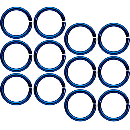 16G 5/16 Blue Anodized Seamless Cartilage Ring Set of 12