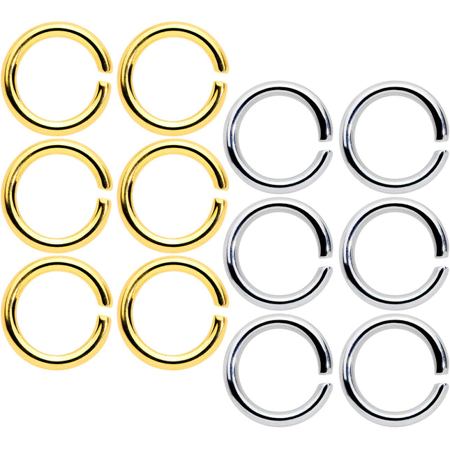 14G 5/16 Steel Gold Tone Seamless Cartilage Ring Set of 12