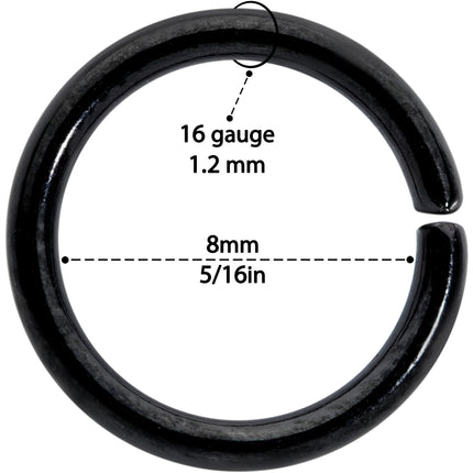 16G 5/16 Steel Black Anodized Seamless Cartilage Ring Set of 12