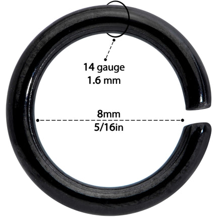 14G 5/16 Steel Black Anodized Seamless Cartilage Ring Set of 12