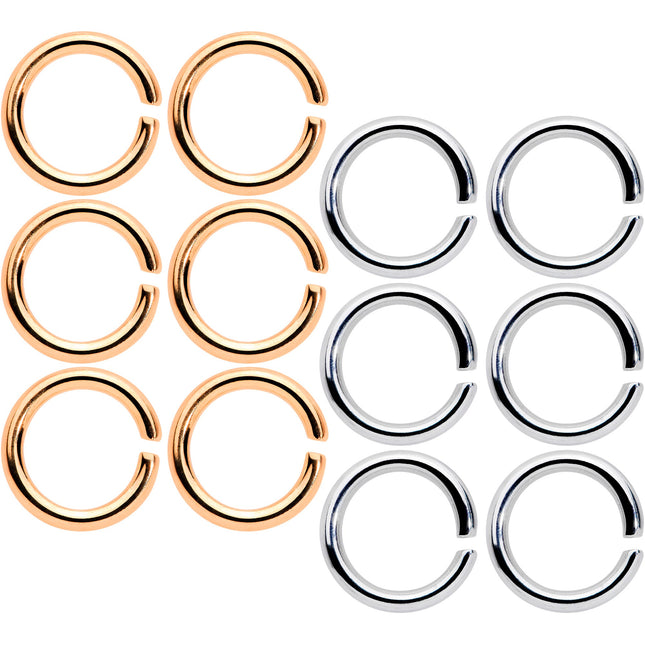 14G 5/16 Steel Rose Gold Tone Seamless Cartilage Ring Set of 12