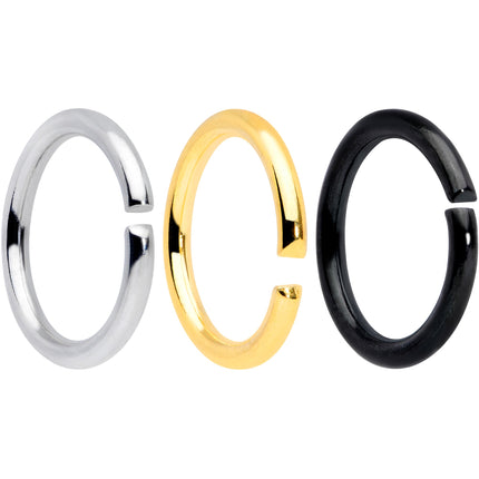 16G 5/16 Steel Black Gold Tone Seamless Cartilage Ring Set of 12