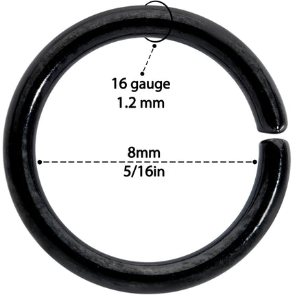 16G 5/16 Steel Black Gold Tone Seamless Cartilage Ring Set of 12