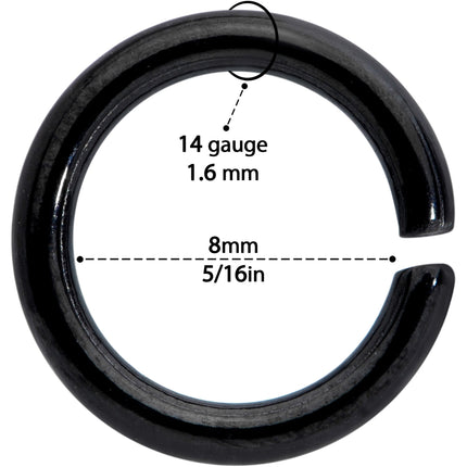 14G 5/16 Steel Black Gold Tone Seamless Cartilage Ring Set of 12