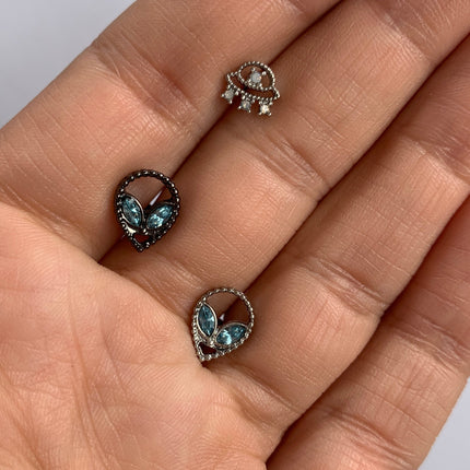 16G 5/16 Aqua Gem Alien Labret Monroe Tragus