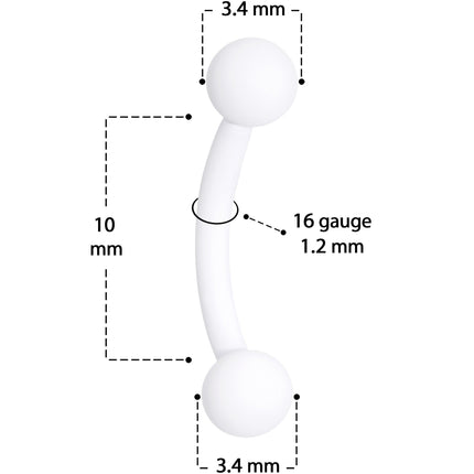 16G 5/16 White Acrylic Matte Curved Eyebrow Ring