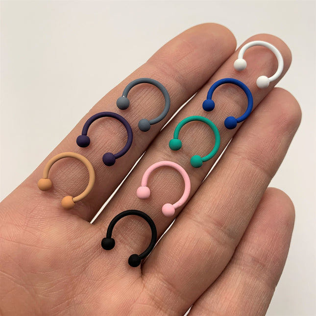 16G 3/8 Perfectly Pink Matte Horseshoe Circular Barbell